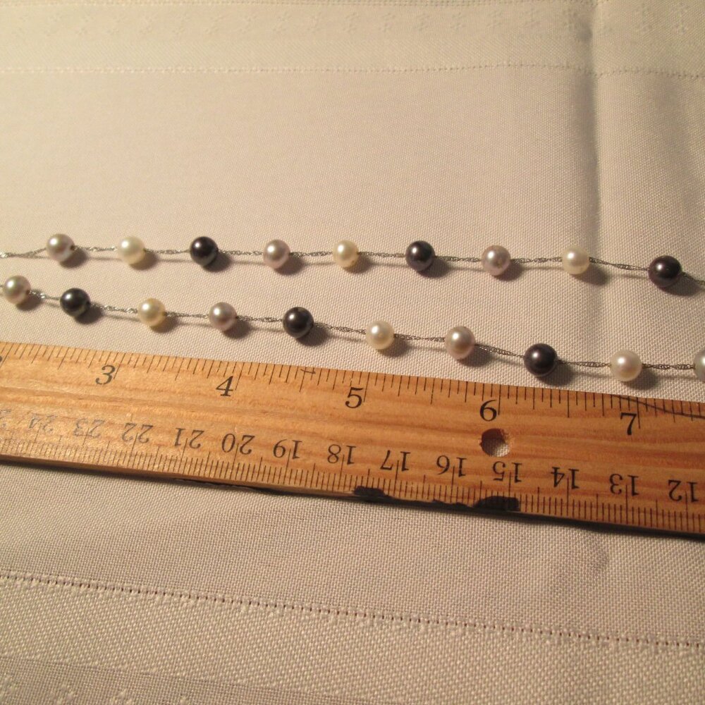 Elegant 14K White Gold Necklace with Multicolored Cultured Pearls – 16” - Picture 6 of 7